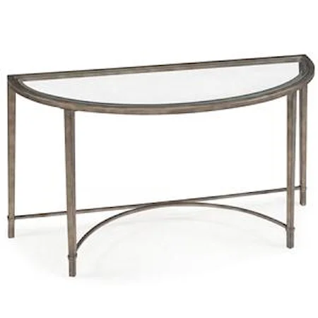 Metal and Glass Demilune Sofa Table